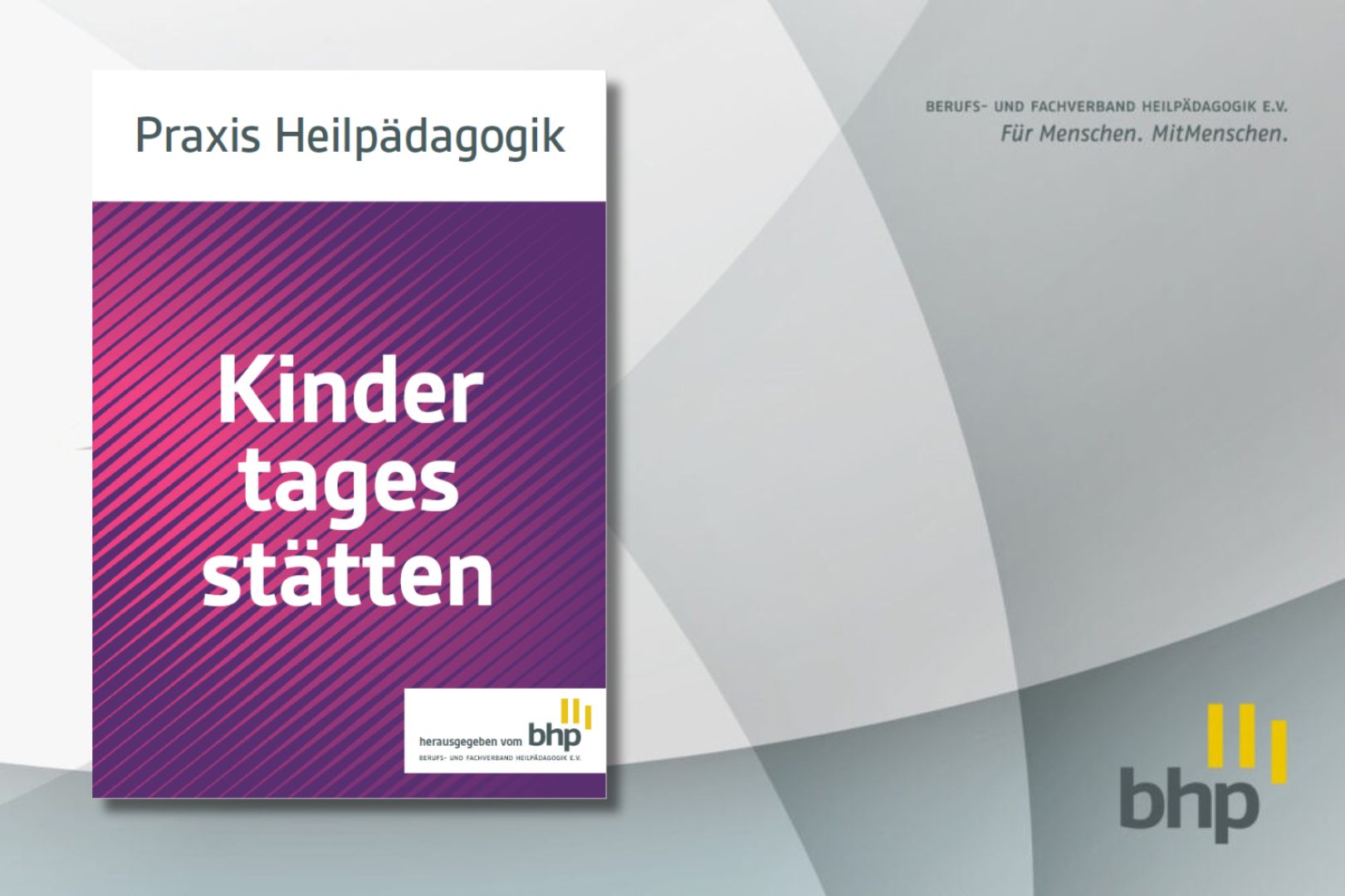 Das Cover des BHP-Praxispapiers Kindertagesstätten auf grauem Hintergrund mit BHP-Logo